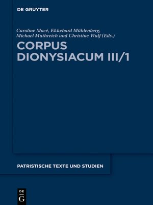 cover image of Corpus Dionysiacum III/1